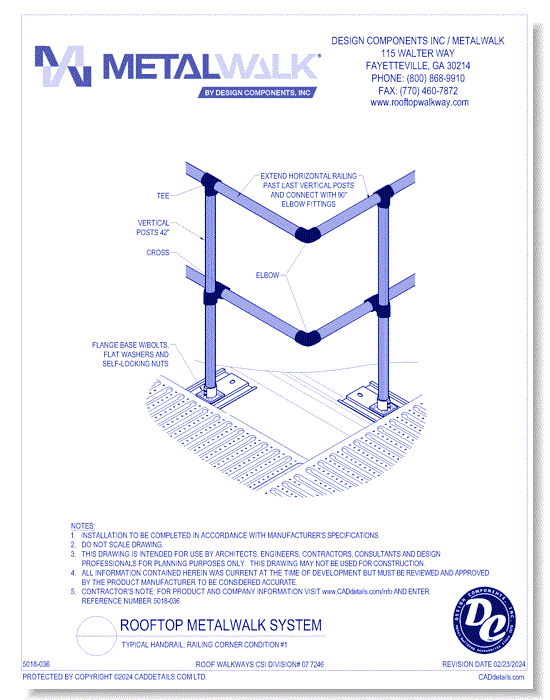 Typical Handrail, Railing Corner Condition #1
