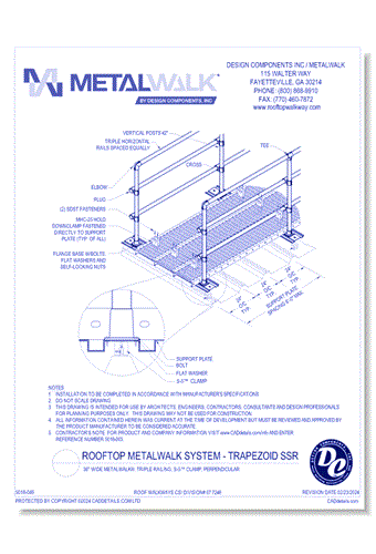 36" Wide Metalwalk®, Triple Railing, S-5™ Clamp, Perpendicular