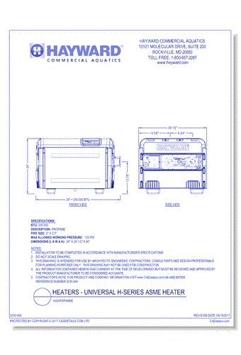Universal H-Series ASME Heater: H250FDPASME