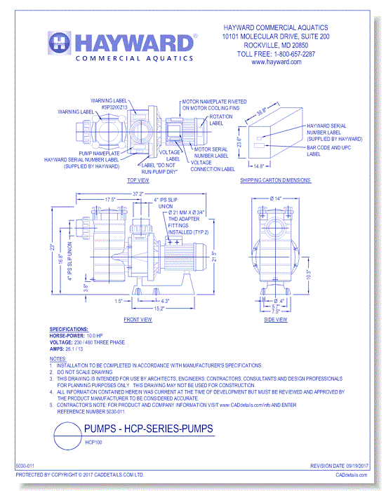 HCP 4000 Series Pumps: HCP401003