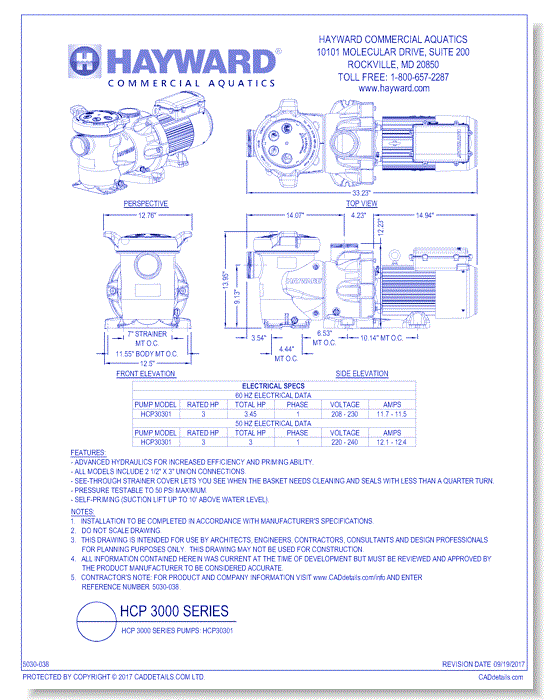 HCP 3000 Series Pumps: HCP30301