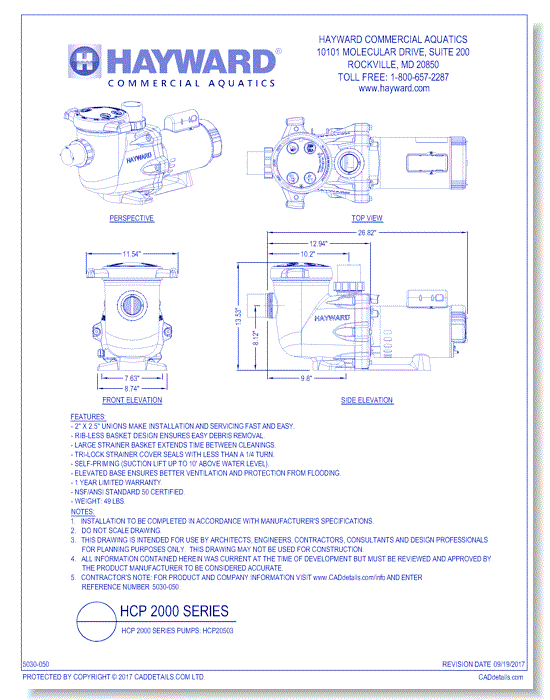 HCP 2000 Series Pumps: HCP20503