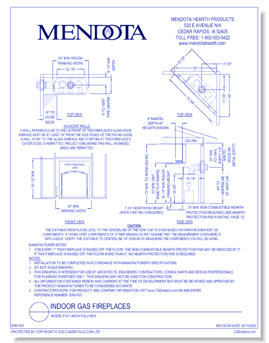 Gas Fireplaces: Model FV41 Arch FullView