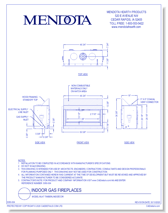 Gas Fireplaces: Model ML39 Timberline/Décor
