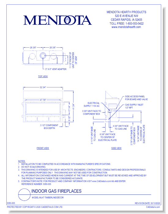 Gas Fireplaces: Model ML47 Timberline/Décor