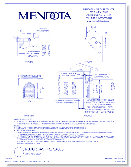 Gas Fireplaces: Model M27 Chelsea