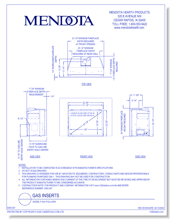 Gas Inserts: Model FV44i FullView