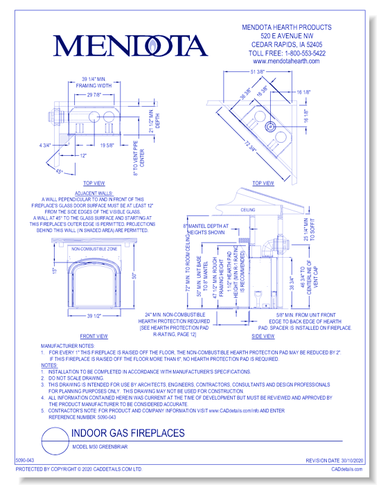 Gas Fireplaces: Model M50 Greenbriar