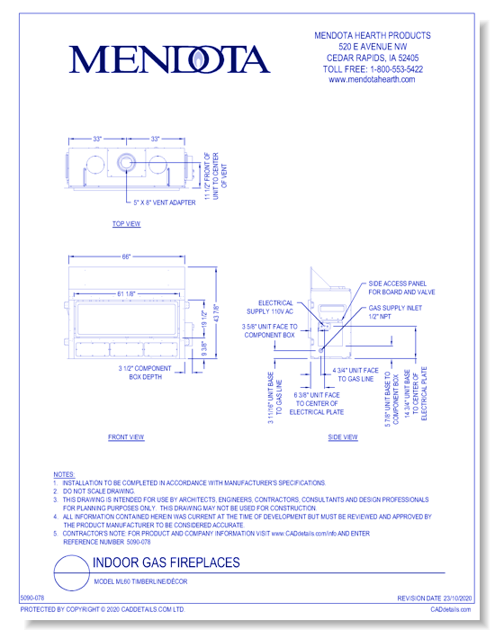 Gas Fireplaces: Model ML60 Timberline/Décor