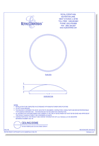 89 Inch Fiberglass Ceiling Dome CD89x16