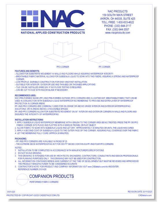 Preformed Fabric Corners