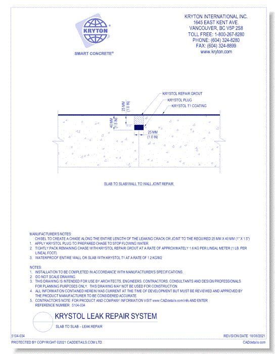 Slab to Slab – Leak Repair