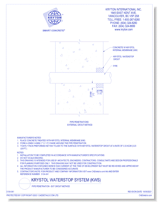 Pipe Penetration - Ext Grout Method