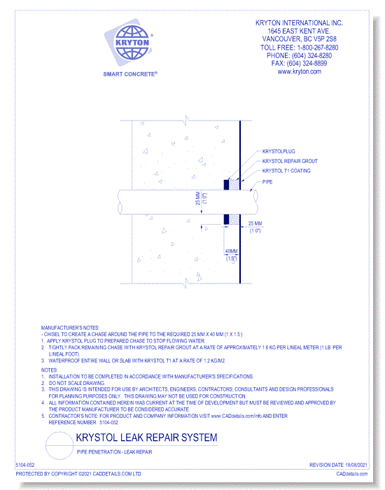 Pipe Penetration – Leak Repair