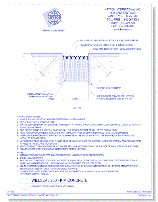 Expansion Joints - Angle Iron Application