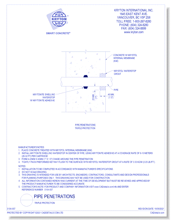 Pipe Penetrations - Triple Protection