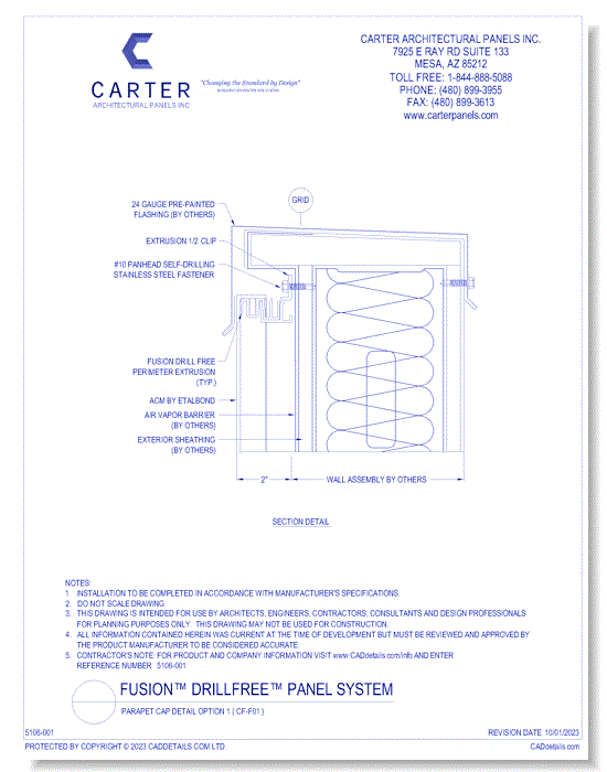 FUSION™ PANEL SYSTEM: Parapet Cap Detail Option 1 ( CF-F01 )