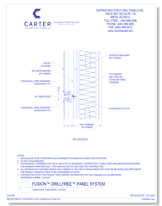 FUSION™ PANEL SYSTEM: Horizontal Joint Detail ( CF-F06 )