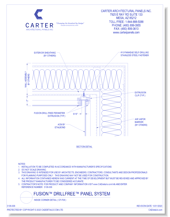 FUSION™ PANEL SYSTEM: Inside Corner Detail ( CF-F08 )