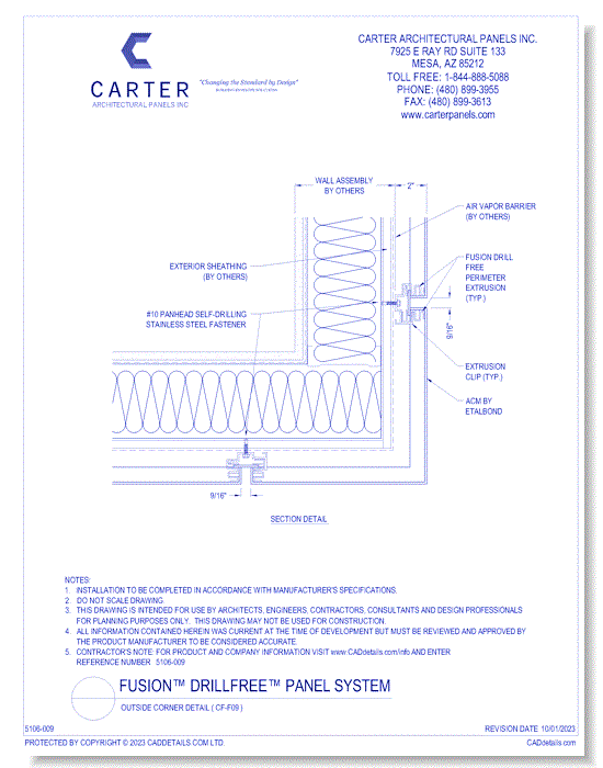 FUSION™ PANEL SYSTEM: Outside Corner Detail ( CF-F09 )