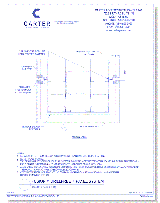FUSION™ PANEL SYSTEM: Column Detail ( CF-F10 )