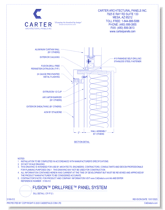 FUSION™ PANEL SYSTEM: Sill Detail ( CF-F12 )