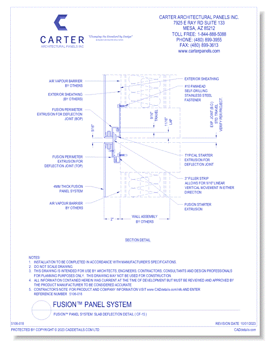 FUSION™ PANEL SYSTEM: Slab Deflection Detail ( CF-15 )