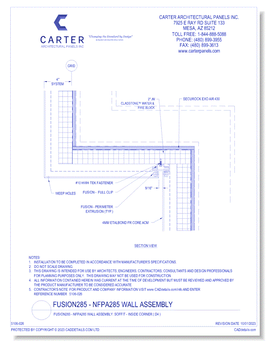 Fusion285 - NFPA285 Wall Assembly: Soffit - Inside Corner ( D4 )