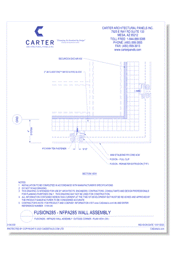 Fusion285 - NFPA285 Wall Assembly: Outside Corner - Plan View ( D8 )