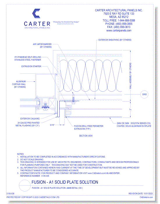FUSION - A1 Solid Plate Solution: Jamb Detail ( D4 )