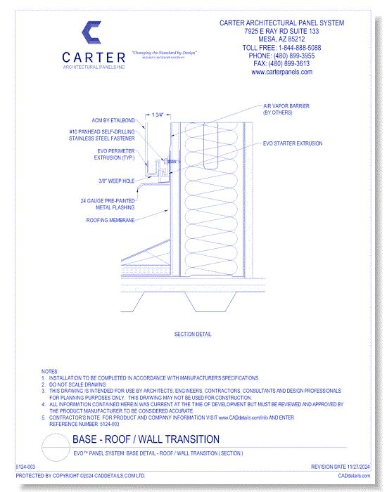 EVO™ PANEL SYSTEM: Base Detail - Roof / Wall Transition ( Section )