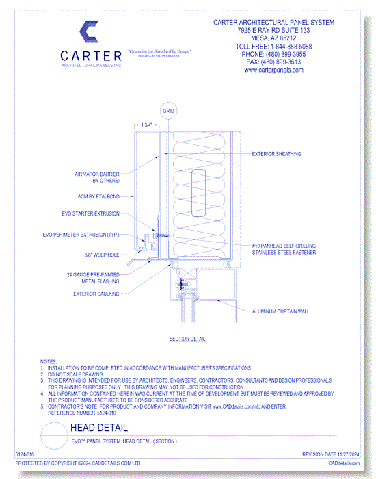 EVO™ PANEL SYSTEM: Head Detail ( Section )