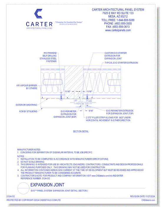 EVO™ PANEL SYSTEM: Expansion Joint Detail ( Section )
