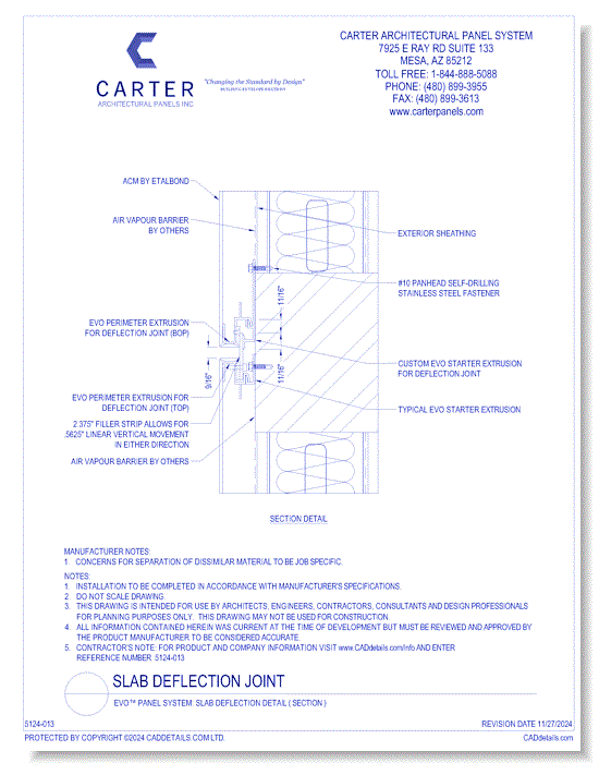 EVO™ PANEL SYSTEM: Slab Deflection Detail ( Section )