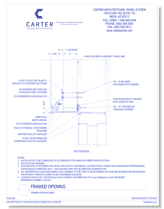 Insulated Panel System: Framed Opening Head