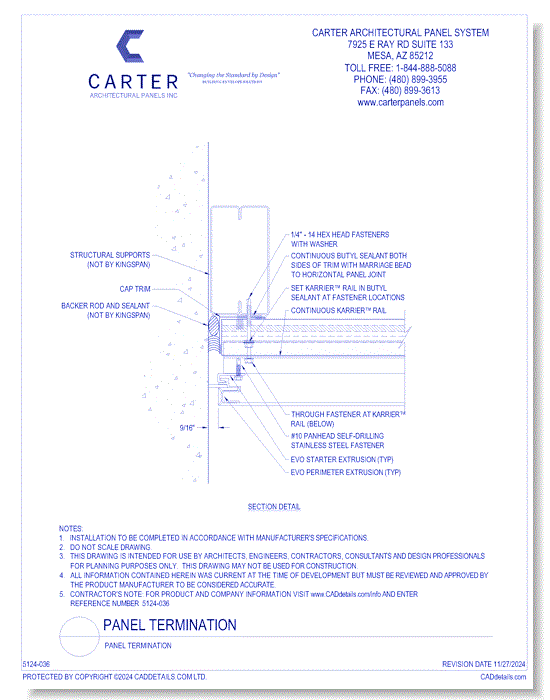 Insulated Panel System: Panel Termination