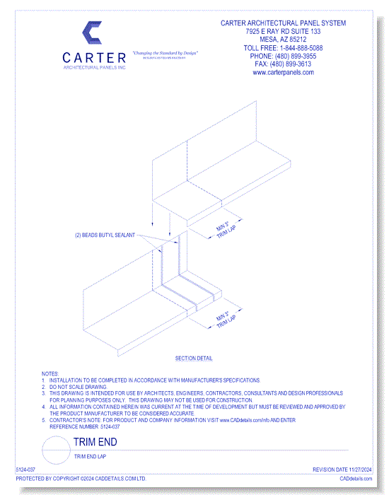 Insulated Panel System: Trim End Lap