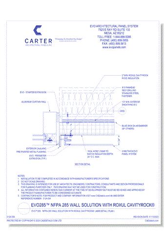 EVO™285 NFPA 285 Wall Solution With ROXUL CavityRock®: Jamb Detail ( Plan )