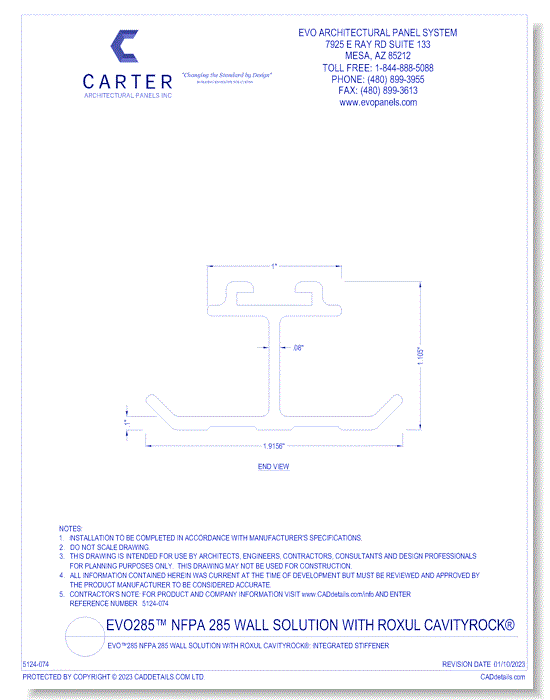 EVO™285 NFPA 285 Wall Solution With ROXUL CavityRock®: Integrated Stiffener