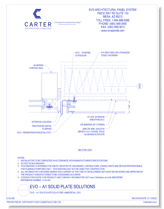 EVO – A1 Solid Plate Solutions: Jamb Detail ( D4 )