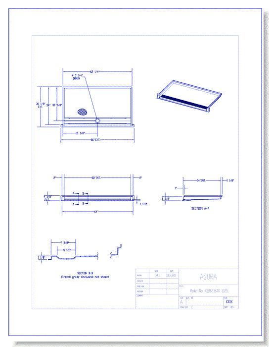 60": Shower Base (XSB6236TR 1.125)