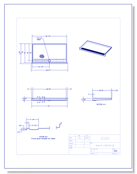 60": Shower Base (XSB6236TR COL)