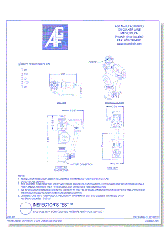 Ball Valve with Sight Glass and Pressure Relief Valve ( 3011ASG )