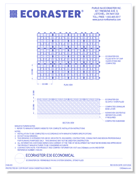 Ecoraster E30: Permeable Paving System General, Stone Filled