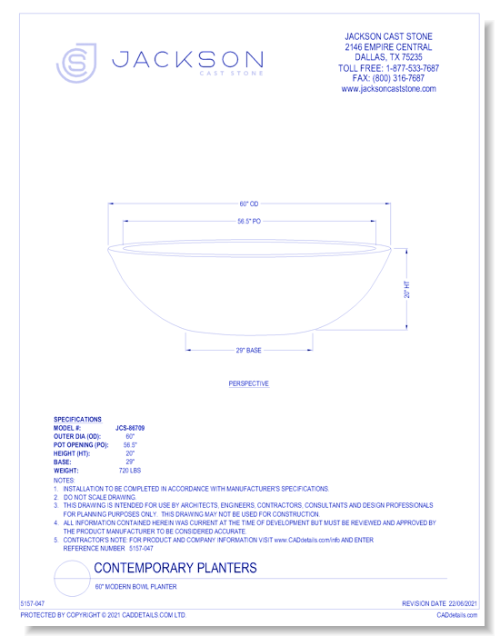 60" Modern Bowl Planter