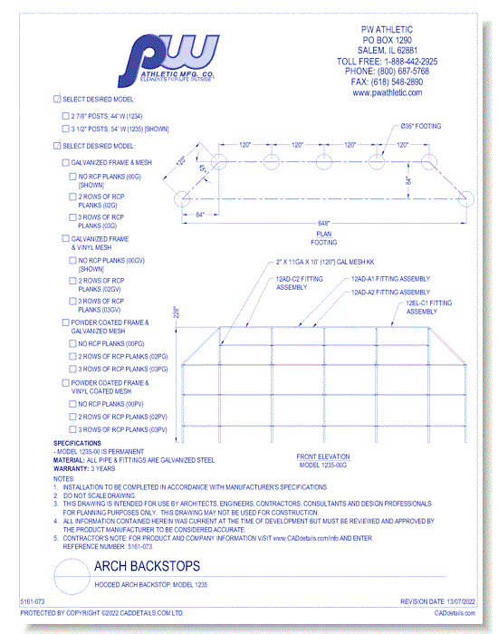 Hooded Arch Backstop: Model 1235