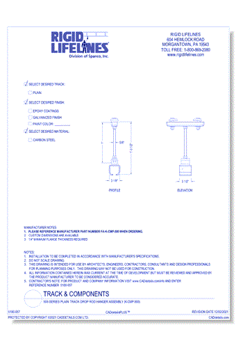 500-Series Plain Track Drop Rod Hanger Assembly (K-CMP-500)
