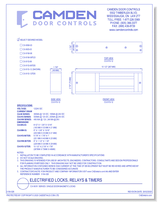 CX-90/91 Series: Single Door Magnetic Locks