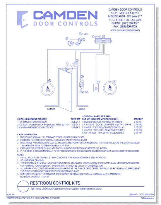 Barrier Free Restroom Control Kits: Basic Push Button System (CX-WC10)