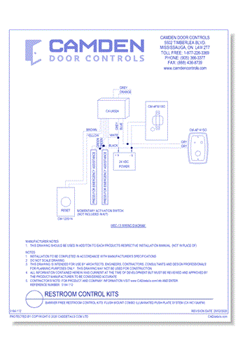 Barrier Free Restroom Control Kits: Flush Mount Combo Illuminated Push Plate System (CX-WC13AXFM)